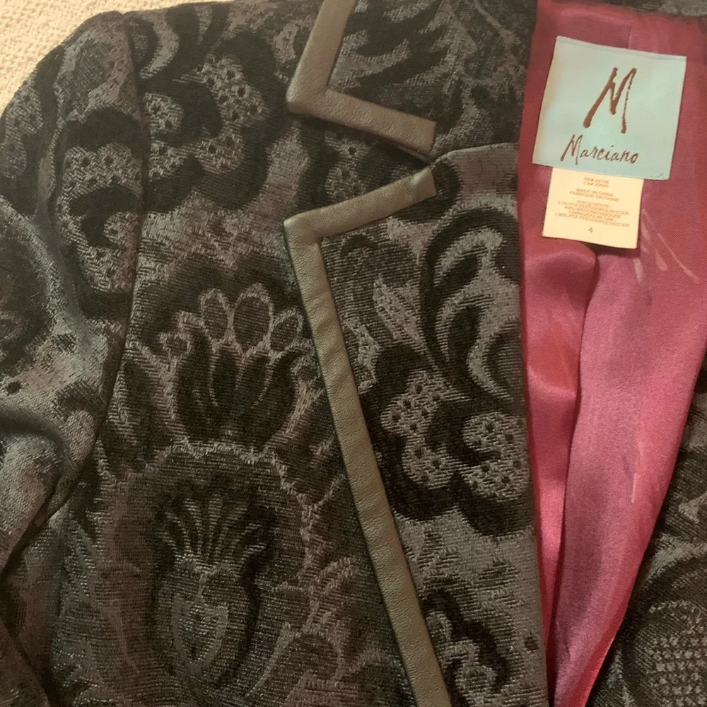 Marciano Brocade Blazer with faux leather buttons and trim - Picture 5 of 6